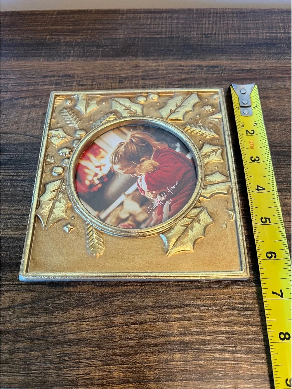 Set of 2 Ornate Metallic gold Square Christmas Oval picture frames 4x6